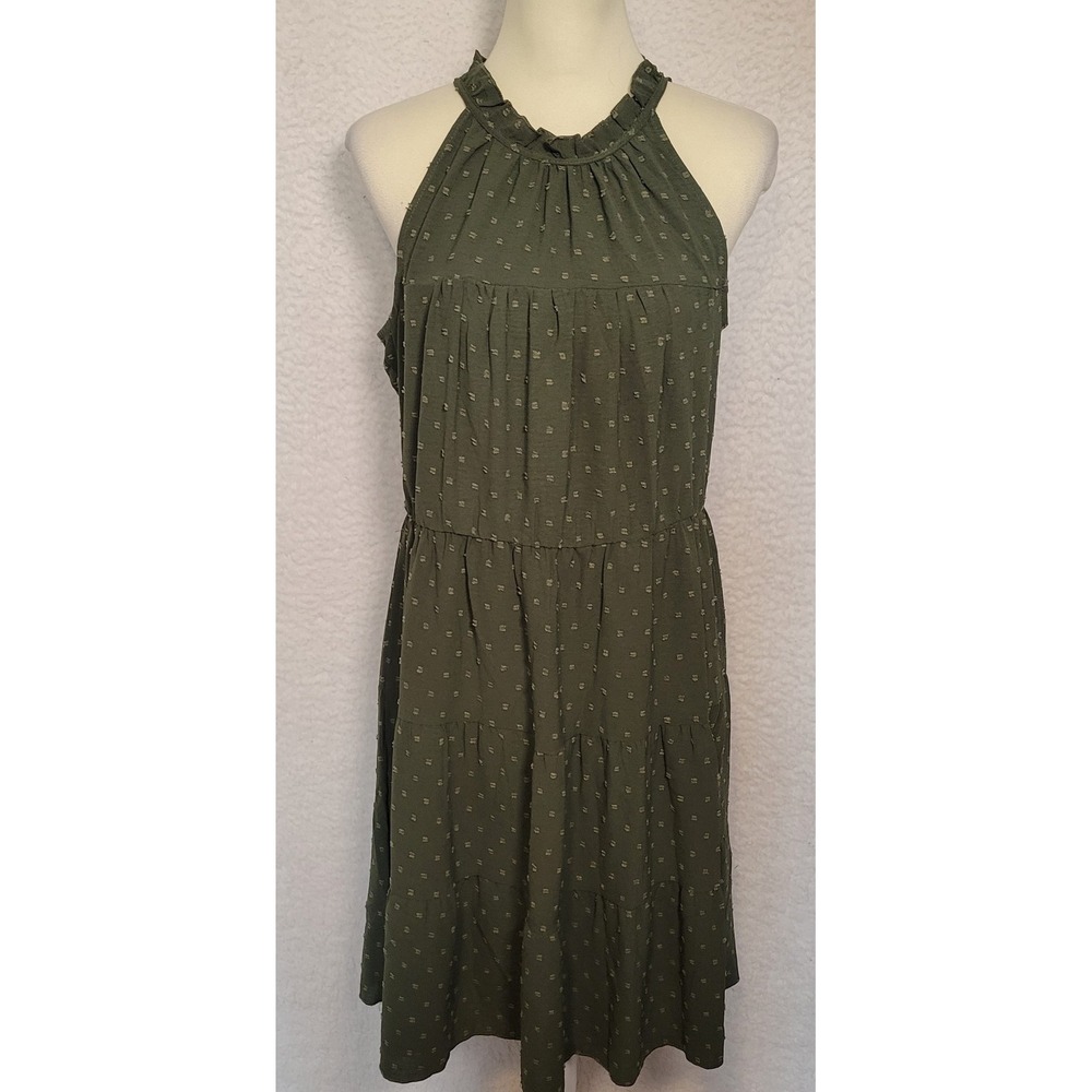 KIRUNDO Womens Sleeveless Dress Green Size M Knee Length NEW Peasant V-Neck 1273